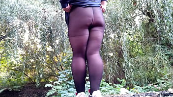 Preview 1 of Burgine Girl Sex - Curvy milf in pantyhose pissing outdoors