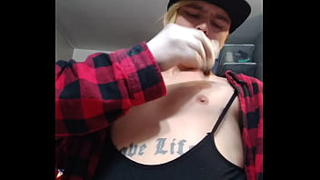 Preview 1 of Brazzer Sex For Money - Dreamy feminine man playing with boobs