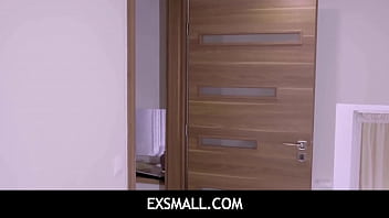 Preview 1 of Squirt Dildo Panties Teen - ExSmall - Skinny Latina babe Stefany Kyler fucks her roommate muscular stud Mugur for helping her on picking an outfit and taking care of her buttplug