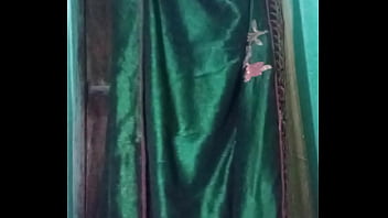 Preview 1 of Indian Prone Hd Videos - Indian gay Crossdresser Gaurisissy in Green Saree pressing her big Boobs and fingering in her ass