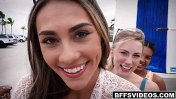 Preview 1 of Shemale Lesbo12 - Slutty best friends May Farrell,  Mackenzie Mace,  and Stella Elle together with Filthy Rich live the life to the fullest during Fantasy Fest.