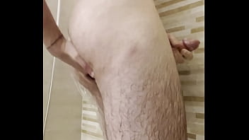 Preview 3 of Sunny Leone Exercise Water - guy jerks off in the shower and sticks two fingers up his ass while thinking about his ex