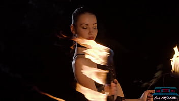 Preview 2 of Hairy Preggo Fuck - Czech MILF beauty Elilith Noir playing with fire in the nude for Playboy