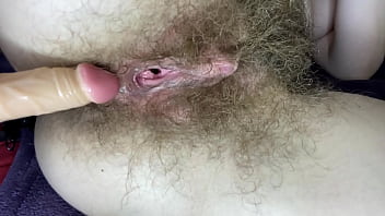 Preview 4 of Mom And Soon Full Sex Clip - Hairy girl fucks her wet big clit pussy with dildo in close up