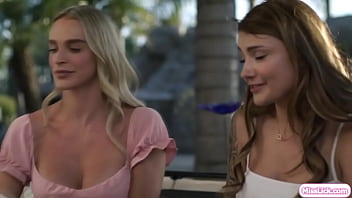 Preview 1 of Girl Wather Sex - Brunette lesbian babe ass licking her big tits best friend