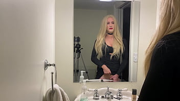 Preview 3 of Used Cash Anal - Hot Blonde Crossdresser Shows Cock