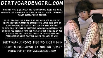 Preview 1 of Solo Toyed - Dirtygardengirl take long black dildo deep in her ass &amp_ anal prolapse extreme