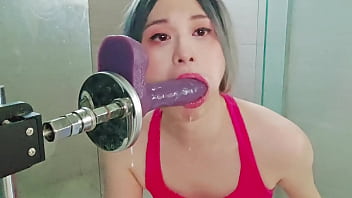 Preview 2 of Pijamali Pornolar - Deepthroat Dildo Machine Like A Pro