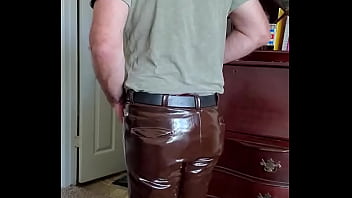Preview 1 of Silrans Xxxnx - Me,  Nelson,  in my brown leather pants that I made myself