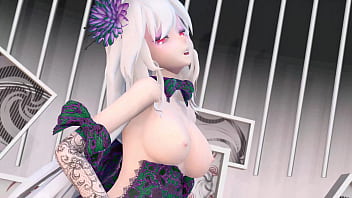 Preview 4 of Two Daughters Sleep To Ram File - Yowane Haku Undress Dance Sexy Lingerie Hentai Stickysticky Song Mmd 3D Purple Clothes (CLIP)