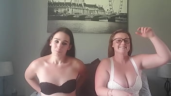 Preview 1 of Sarahjean And Jalyn Oil Show - Titles slut and big tits BBW both smoking while playing with their own boobs