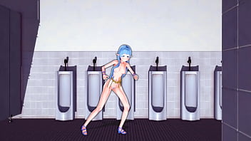 Preview 4 of Asn Hairy - Elise Men&#039_s Restroom Short Dance