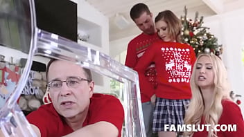Preview 1 of Morning Moods Red Cow - Step Sister Teases Her Brother&#039_s Cock While on Their Christmas Party