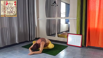 Preview 3 of Sally Black Cok - Nude yoga compilation. A woman in panties practices yoga in the gym. My Secret Diary. Long 2