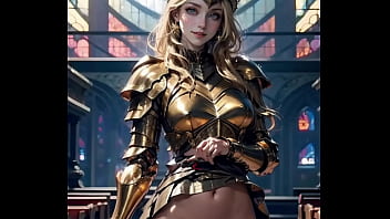 Preview 1 of Kim Japhta - AI generated anime knight showing pussy in church