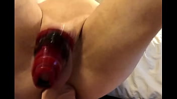 Preview 3 of Full Nude For Pizza - Riding monster cock caged