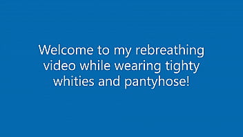 Preview 1 of Nuvtygait - Rebreathing in a custom rubber mask with an attached latex rubber rebreathing closure with pantyhose and tighty whities worn. Rubber cock sheath worn.