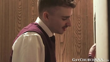 Preview 1 of Girly Kiss - Desperate seminarian acts like a priest to get a free fucking session