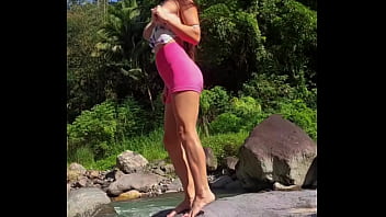 Preview 2 of STack Sis - Hottie flash sexy body in mountain river