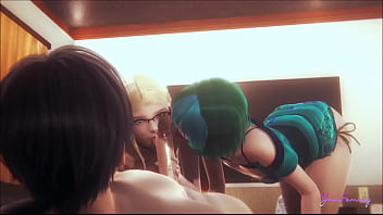 Preview 1 of Lezbiyen - Yaoi Femboy Sam &amp_ Hidetsumi - they swallow the cum and then they get fucked and cum in their asshole