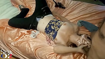 Preview 1 of Complication Tits Cum - 1871 - French Slut,  Black Leather Pants,  Blue Cotton Corset,  Gray Satin Thong,  High Heels,  Blowjob,  Rimming,  Facial Cumshot
