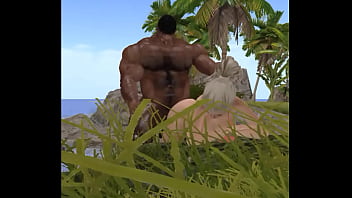 Preview 4 of Sister Call Phone Mom Fuck - lucky beach bimbo gets lucky encounter with muscular,  aggressive nigr bull