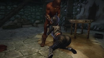Preview 2 of Solo In Laundry - Skyrim Dark Desires - Android Sex Toy in Bondage