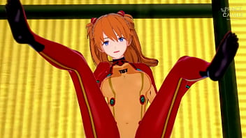Preview 1 of Juliette Jacquie Et Michel - Horny Asuka needs sex while wearing her tight suit - Evangelion