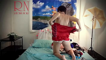 Preview 1 of Shakira Sex - Lady changes her underwear,  gracefully showing her charms. Housewife laid out sexy lingerie and outfits on the bed. 5