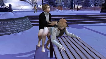 Preview 3 of Sunny Lione Porn Sex Vidio - [3D Game Animation]  On a snowy day,  we have sex in public!