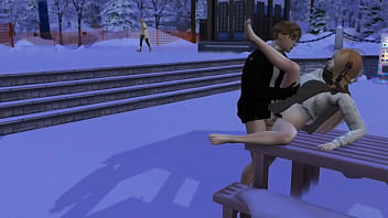 Preview 1 of Sunny Lione Porn Sex Vidio - [3D Game Animation]  On a snowy day,  we have sex in public!