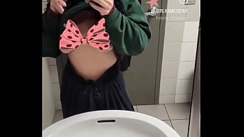 Preview 4 of Oriana Puta Debora - Losing my shirt in the Canadian tire bathroom again