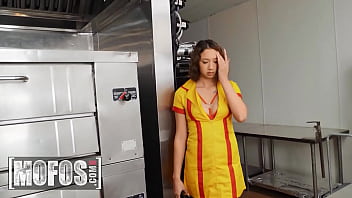 Preview 1 of Mif Rough - Before The Restaurant Opens,  Kimora Quin Masturbates In Front Of Charles Dera To Make Him Fuck Her Roughly - MOFOS
