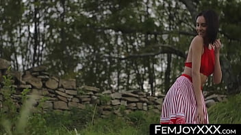 Preview 1 of Alya Xxx Video - FemJoyXXX Blissful brunette outside pussy prodding