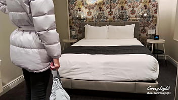 Preview 1 of Katy Dap - Stepmother and stepson share a bed in a hotel room