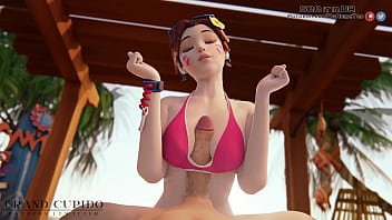 Preview 1 of Trike Patrol Monica - Dva Uses Her Magic Boobs on The Beach