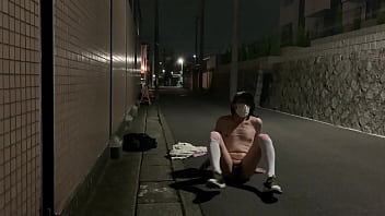 Preview 3 of Jav Gay Jerk Son - 女装子まゆちゃんが深夜の住宅街で大胆全裸露出していたら前から人が来てあわてて逃げる
