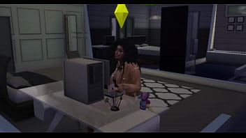Preview 2 of Doctor Pakistani Xxxxi - Ebony Cutie Jerks off to Porn - Sims 4