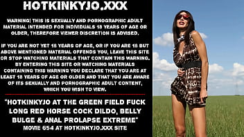 Preview 1 of Xxxx Pon Hd - Hotkinkyjo at the green field fuck long red horse cock dildo,  belly bulge &amp_ anal prolapse extreme