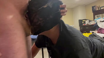 Preview 3 of Fuke Big - Ebony Slave Pukes Chocolate Milkshake into Dog Bowl,  Takes Throatpie and Drinks Puke through a Funnel for Master. Racial Degradation,  Spitting,  Nose Blowing