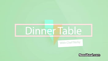 Preview 1 of European Nudist Family - Oily dinner table anal with chef Nick