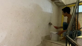 Preview 1 of Dog Creampie Girl Pussy - le pago al pintor por una mamada y una follada cuando mi esposo no esta