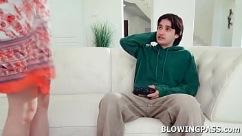 Preview 1 of Snowy Leaon - Stepmom gets me hard then sucks my cock
