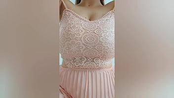 Preview 2 of Davao Sexscandal Atineo - Pretty girl in pink dress and brown hair plays with her big tits . Amateur video