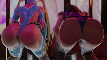 Preview 4 of 14 Sar Wala - chun-li and rainbow mika against glass