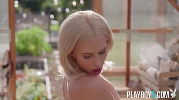 Preview 4 of Rasa Murakami - Petite blonde girl Kiara Cole outdoor gardening together with Playboy