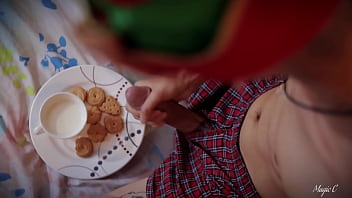 Preview 4 of Curvy Teen Gangbang - Christmas Special Big Dick Slim Latino Twink Magic C Jerking Off Covering Some Christmas Cookies on Cum And Then Eating Them