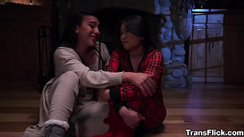 Preview 1 of Xxxvv Gyhf - Lulu Chu nad her trans girlfriend having sex while waiting for the technician to fix their heater