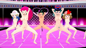 Preview 4 of Bf Barat Hijab - [MMD] Pokemon Girls Captured and Hypnotized to Dance Naked