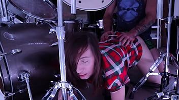 Preview 3 of Lady Quinn - Stepmom gets stuck in Drum Set Stepson helps